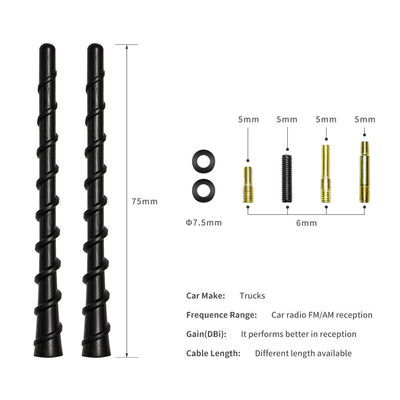 7" Black Spiral Bending AM/FM Radio Antenna Universal Fit for Trucks Cars SUVs 5dbi Gain