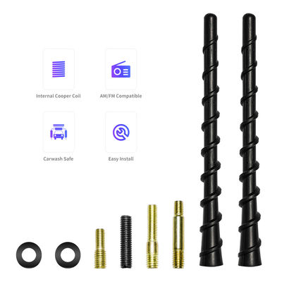 7" Black Spiral Bending AM/FM Radio Antenna Universal Fit for Trucks Cars SUVs 5dbi Gain