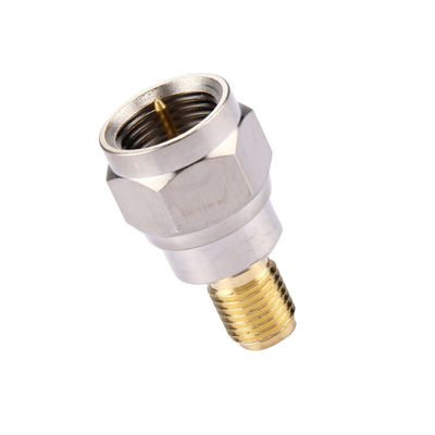Nickel Plating Antenna Transfer Connector F Type Male Plug To Female Jack Straight